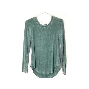 Chasor long sleeve top lace up back women’s distressed green medium